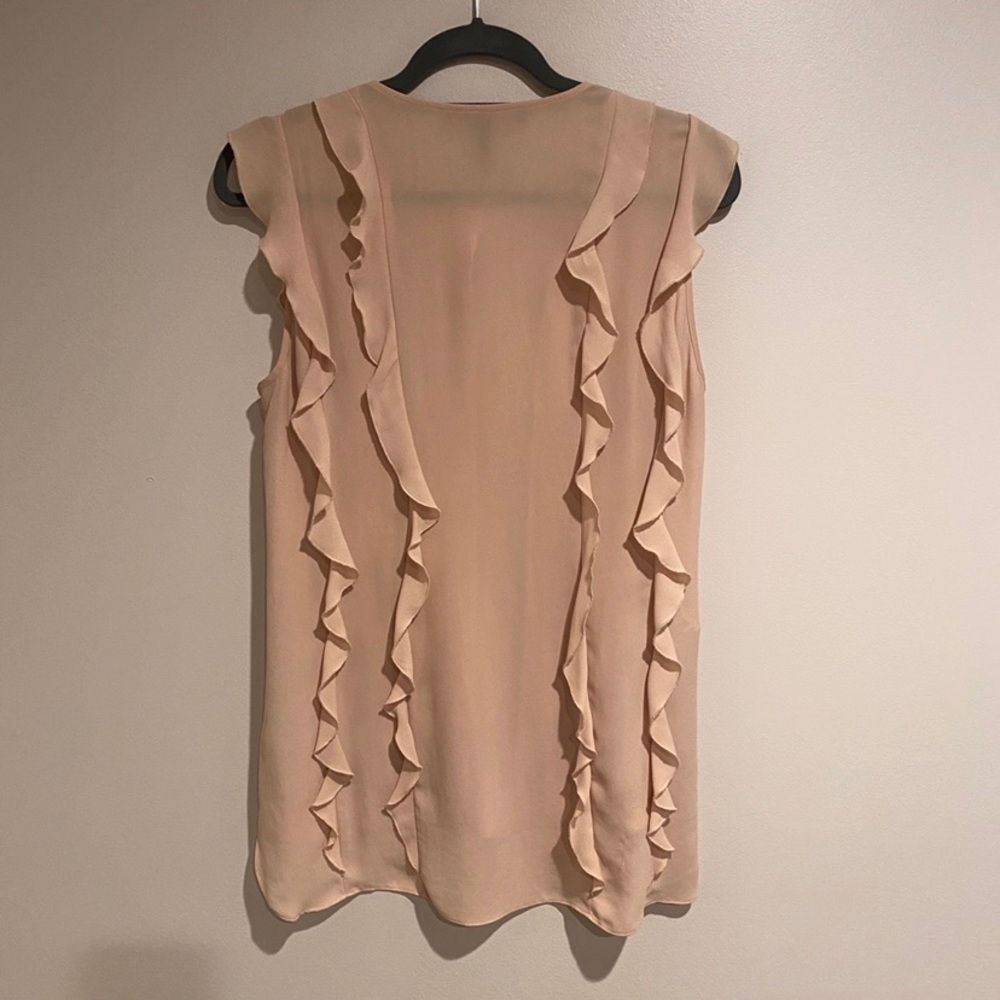 BCBGMaxAzria Orange Ruffle Button Down Blouse - Picture 2 of 4